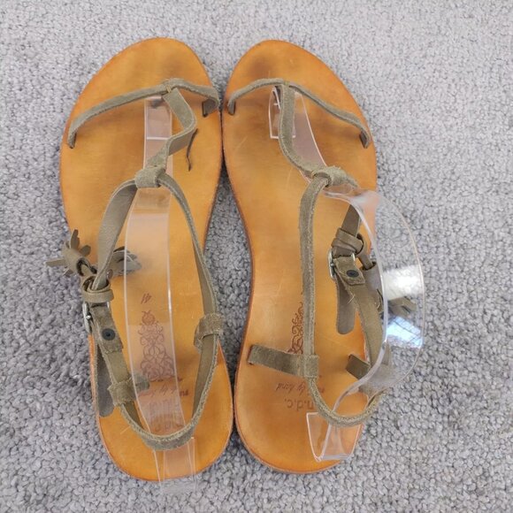 N.D.C. Made by Hand Sandals Womens 41 EU Shoes T Strap Taupe Slingback Strappy - Picture 8 of 10